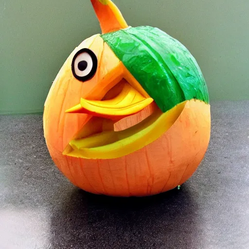 Image similar to melon carved as duck, fruit carving