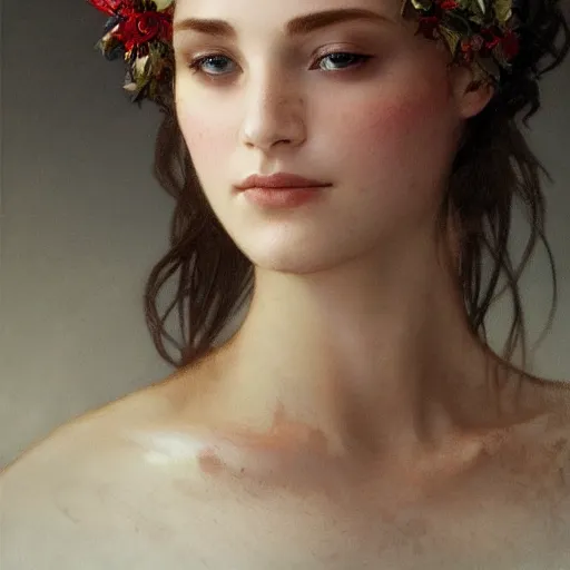 Prompt: portrait of very beautifull girl, thorn rose crown, thorn everywhere, headshot, pale skin, 4k, rule of thirds, extreme detail, detailed drawing, trending artstation, hd, fantasy, D&D, realistic lighting, by Alphonse Mucha, Greg Rutkowski, sharp focus, backlit, bright white hair, elegant