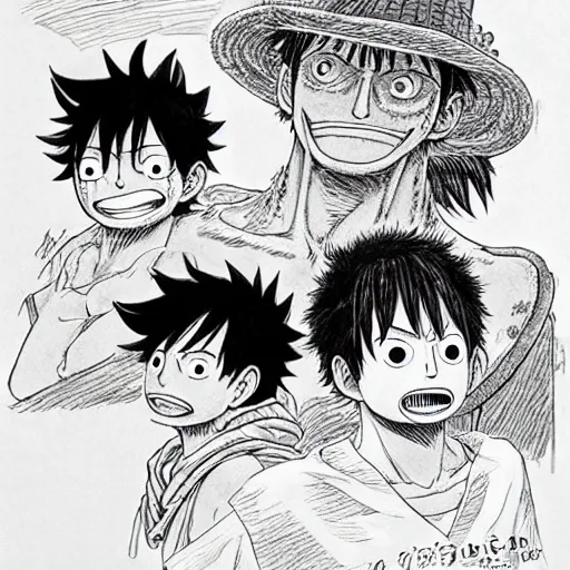 Image similar to [ luffy mustache ] ( by kim jung gi ) ( by george morikawa ) ( by kentaro miura ) ( by eiichiro oda )