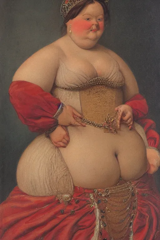 Prompt: detailed portrait of a chubby queen | johfra bosschart | waist up