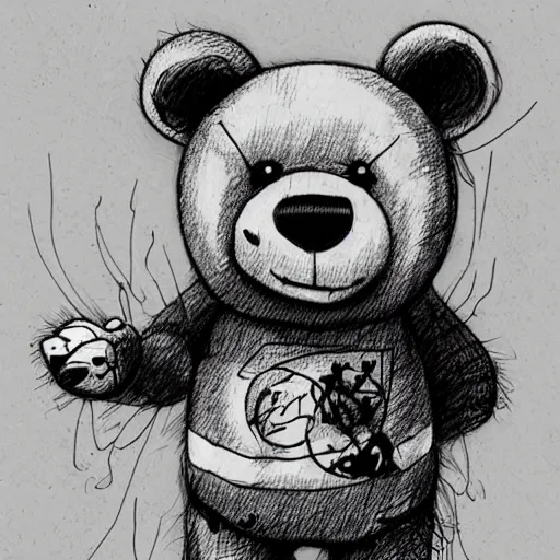grunge cartoon sketch of a teddy bear by - beeple , | Stable Diffusion |  OpenArt