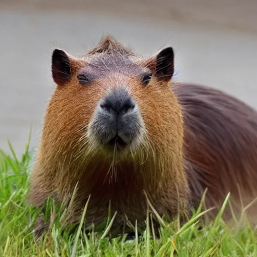 Prompt: capybara driving a supercar, cool, cute