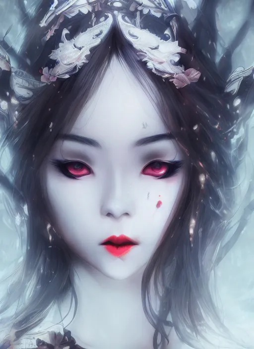 Image similar to etheral beautifull maiko vampire, fluent composition, concept art, ambient light, 4 k, intricate details, highly professionally detailed, cgsociety, highly detailed -