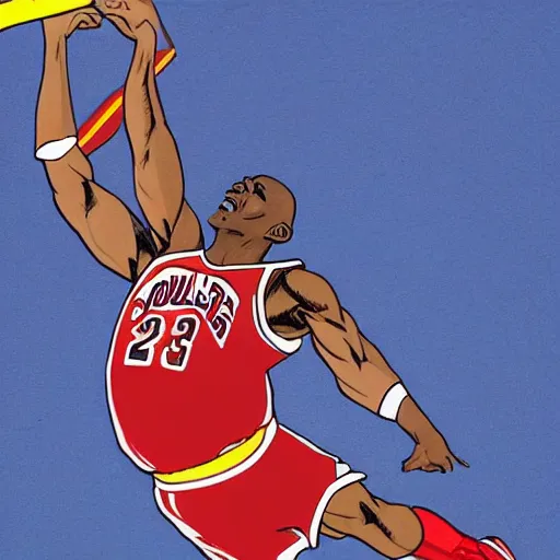 Image similar to michael Jordan as superman dunking a basketball