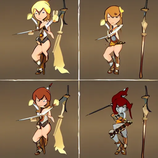 Image similar to a beautiful archer girl in the style of Xavier Houssin, wakfu, dofus