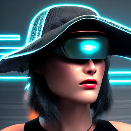 Image similar to a hat from the future, cyberpunk, highly detailed, epic lighting, hyper photorealism, 8 k