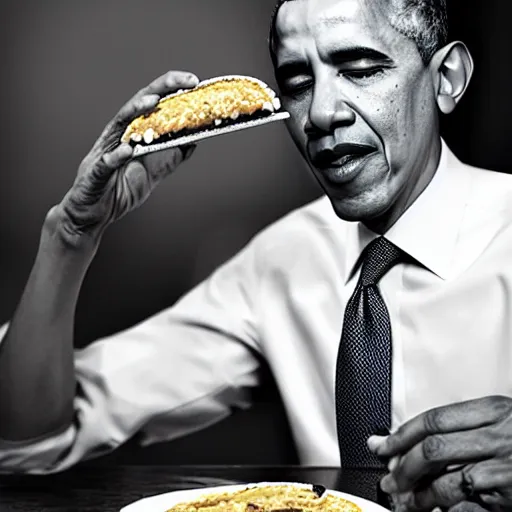 Image similar to Barack Obama eating a cheeseburger, photo realistic, award-winning, highly-detailed, epic, cinematic, dramatic