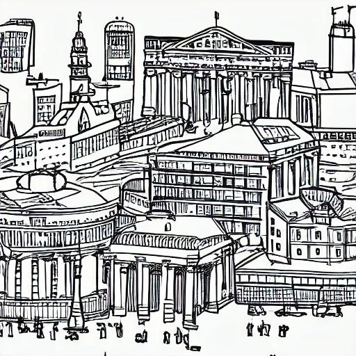 Image similar to line drawing of Helsinki in the style of a toddler