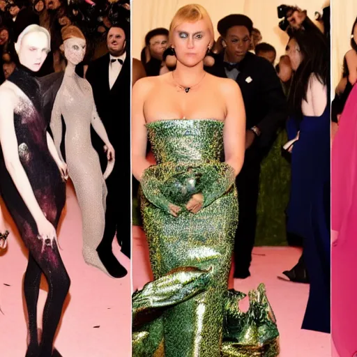 Prompt: the met gala but everyone looks like eldritch abominations