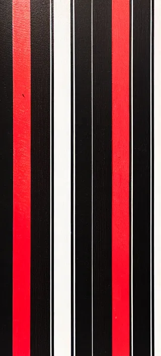 Prompt: canvas coated with red paint, black stripes, weathered