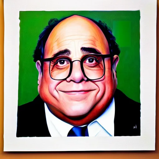 Image similar to A portrait of Danny Devito painted by Danny Devito
