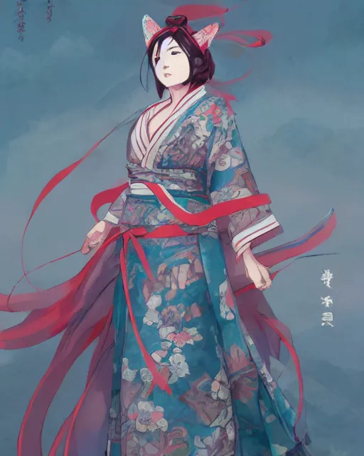 Image similar to A full-body anime portrait of Ssunbiki as a beautiful woman wearing a kimono from Skyrim, by Stanley Artgerm Lau, WLOP, Rossdraws, James Jean, Andrei Riabovitchevy, Marc Simonetti, and Sakimichan, trending on artstation