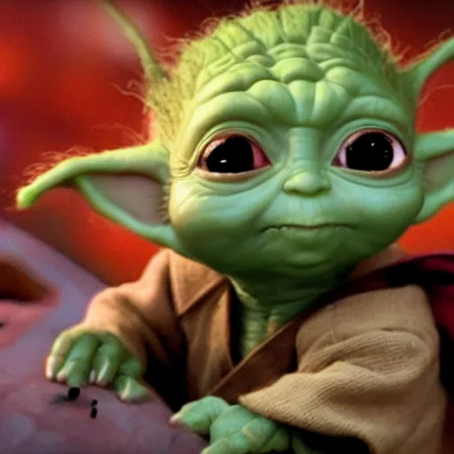 Prompt: baby yoda arguing with groot wearing star trek uniforms. high resolution.