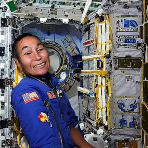 Image similar to An indigenous person in the international space station
