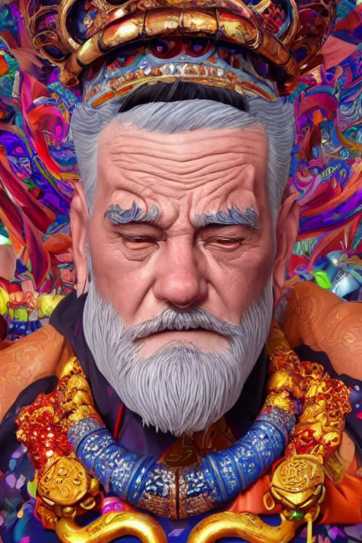 Image similar to maximalist overdetailed handsome masculine wise old male genie portrait by adoryanti, machine. delusions, holosomnia, electrixbunny, rendered in discodiffusion. decorated with pearls and gems, behance hd. by wlop, studio ghibli. ilya kuvshinov, igor goryunov artgerm. ray tracing hdr polished sharp