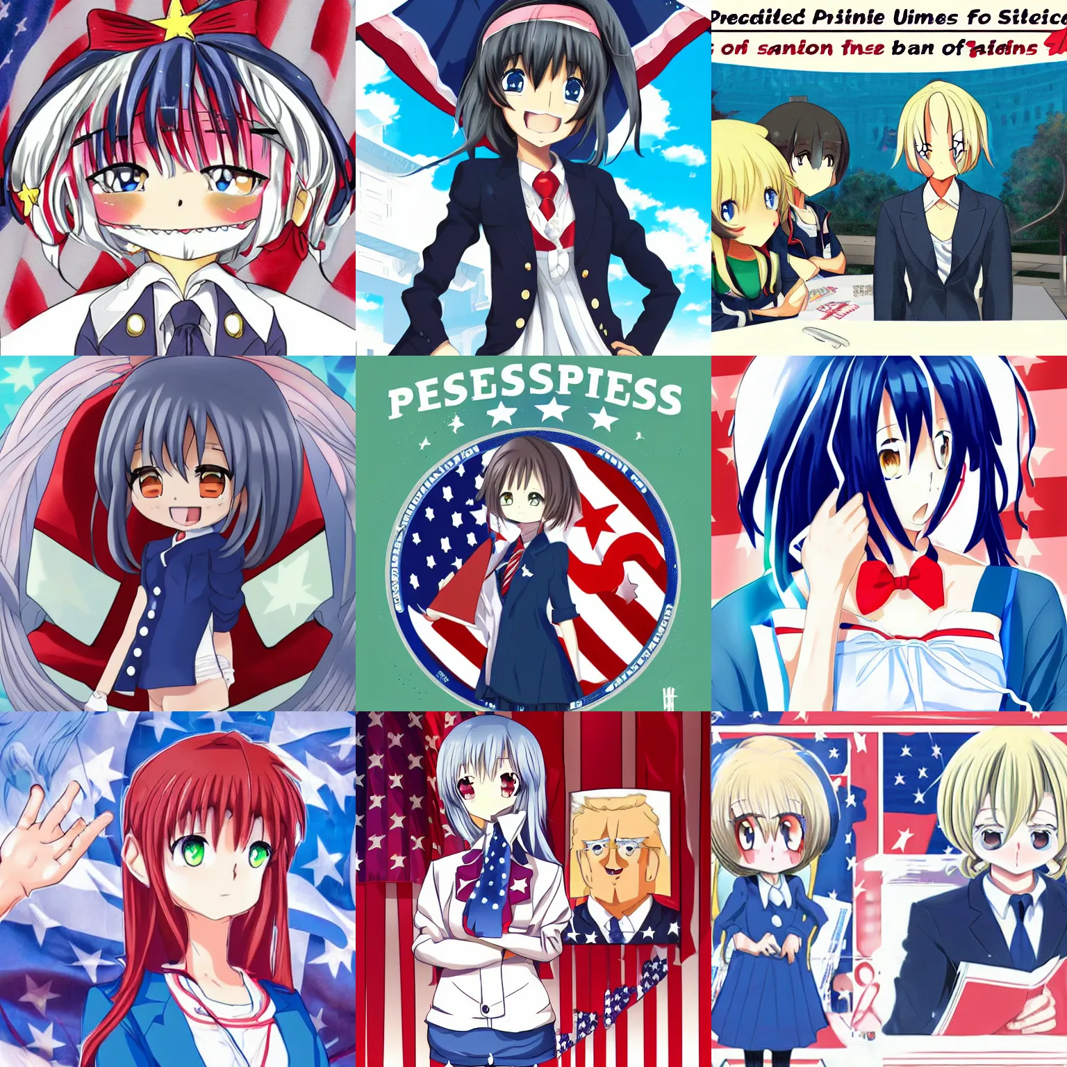 Prompt: anime girl as president of unites states