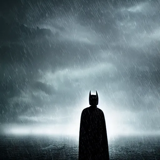 Prompt: dark knight in a thunderstorm, epic scene, cinematic, ultra photorealistic, 8k,