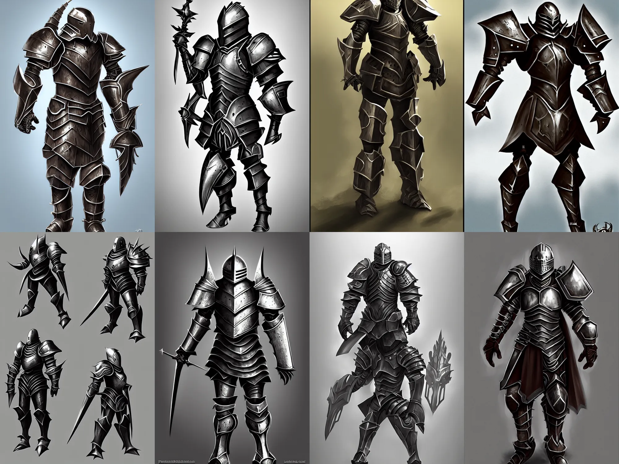Prompt: armored knight, vertical pauldrons, fantasy concept art, character art