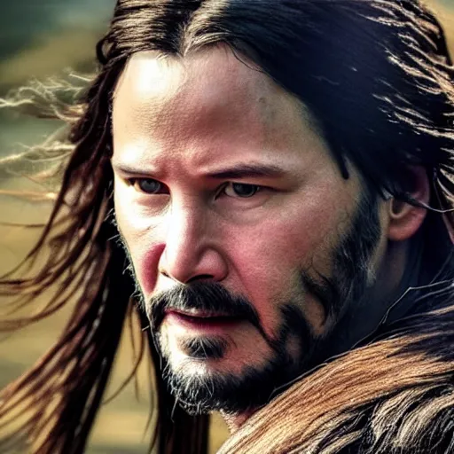 Prompt: Keanu Reeves in Vikings detail 4K quality super realistic