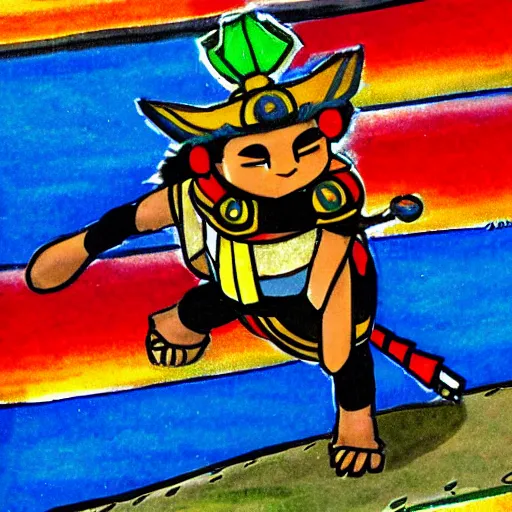 Prompt: an inca themed pokemon by ken sugimori