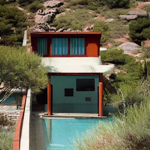 Image similar to House designed by Frank Lloyd Wright on a Greek island