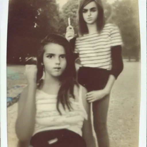 Image similar to teenagers smoking nostalgic polaroid