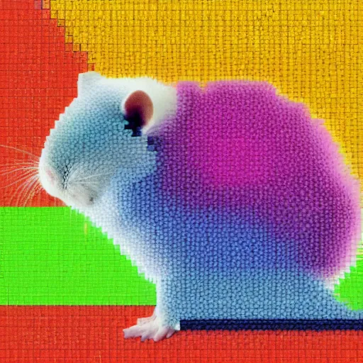 Image similar to hamster made out of large blocky rainbow gems, 8 k hd