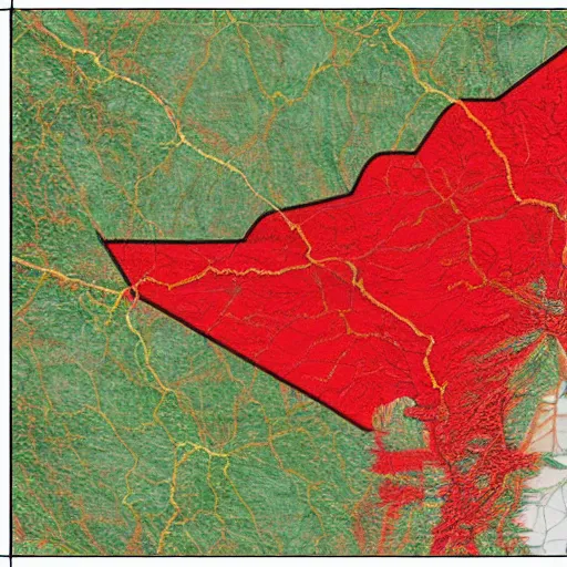 Image similar to spinning 3d Georgia (U.S. state) graphic render. 3d volume in the shape of Georgia, RED color