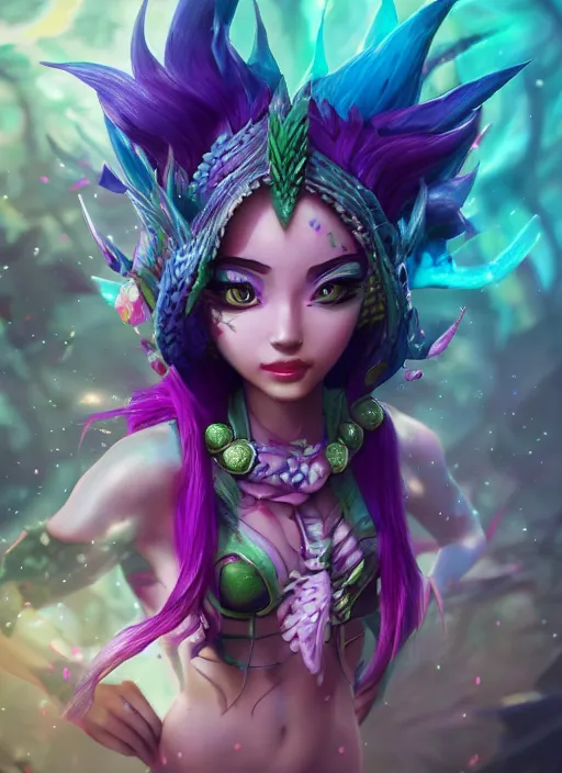 Image similar to neeko the dragon - tailed girl, from league of legends, au naturel, hyper detailed, dragon tailed, digital art, trending in artstation, cinematic lighting, studio quality, smooth render, unreal engine 5 rendered, octane rendered, art style by klimt and nixeu and ian sprigger and wlop and krenz cushart