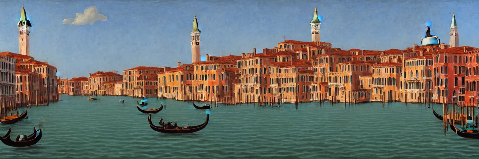 Image similar to venice cityscape oil painting magritte