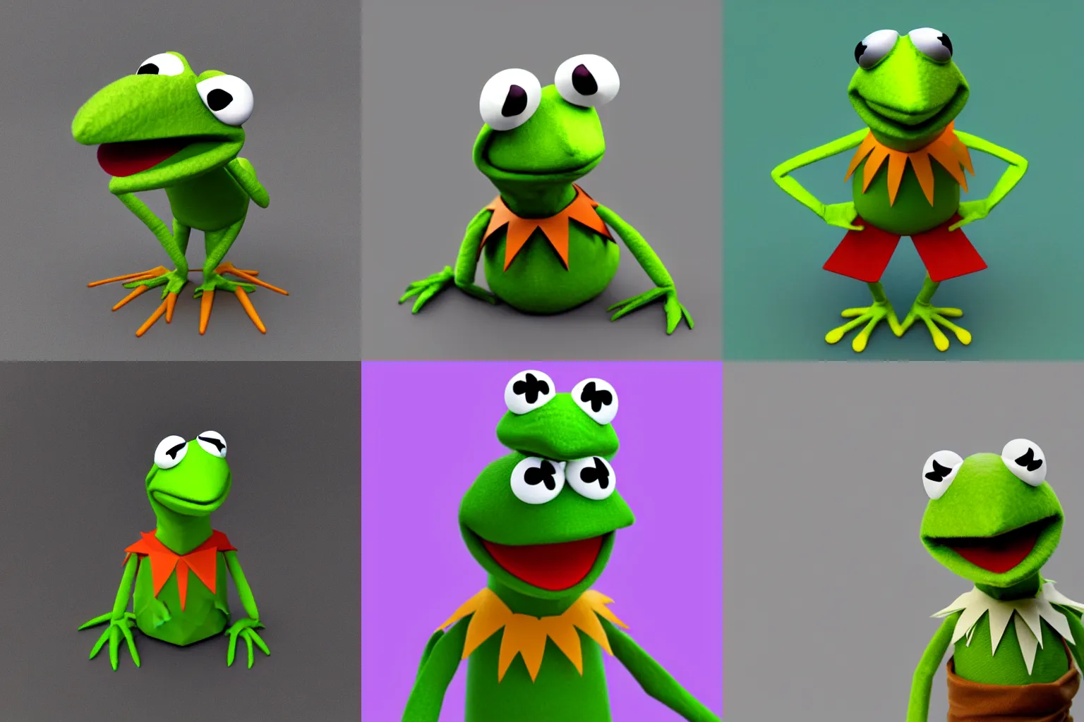 Prompt: Kermit the frog low poly render