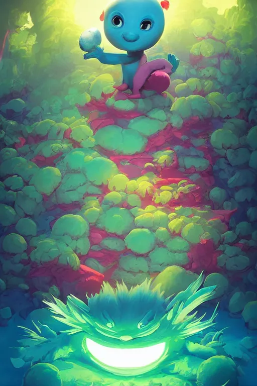 Image similar to smurf ghost creature animal sushi cristal very big eye roots cactus elemental flush of force nature micro world fluo fishscale, behance hd by jesper ejsing, by rhads, makoto shinkai and lois van baarle, ilya kuvshinov, rossdraws radiating a glowing aura global illumination ray tracing hdr