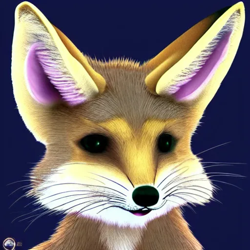 Image similar to male fennec fursona, hypno eyes, mouth open, centered, looking forward.