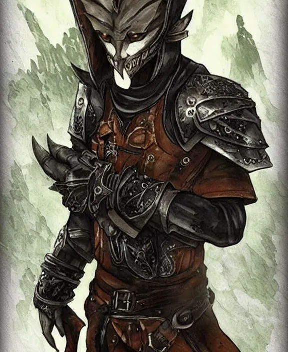 Image similar to humanoid catfolk rogue, wearing leather armor, magic the gathering, fantasy