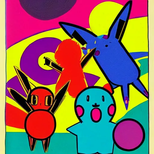 Image similar to pokemon drawn by andy warhol and kandinsky, weird pokemon, mystery pokemon, intricate detailed painting, illustration sharp detail, manga 1 9 9 0