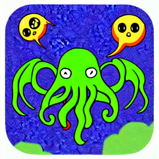 Prompt: cthulhu as hello emoji, telegram sticker design - n 9