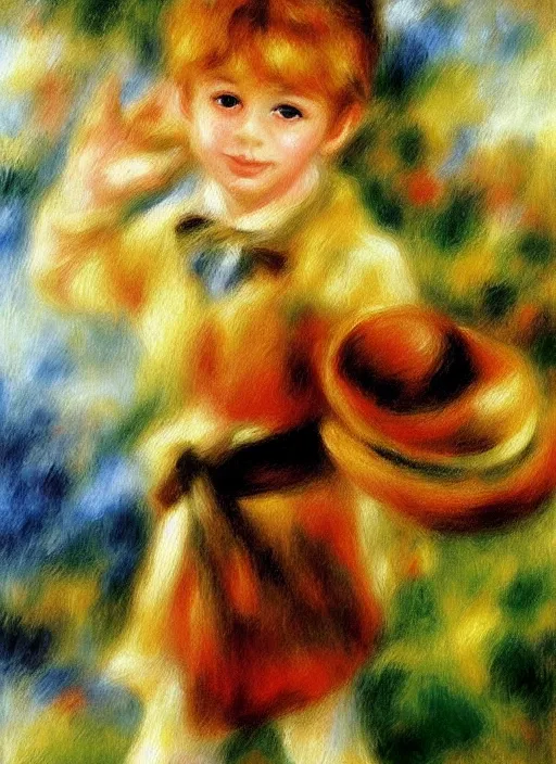 Image similar to lifelike oil painting portrait of peter pan by renoir