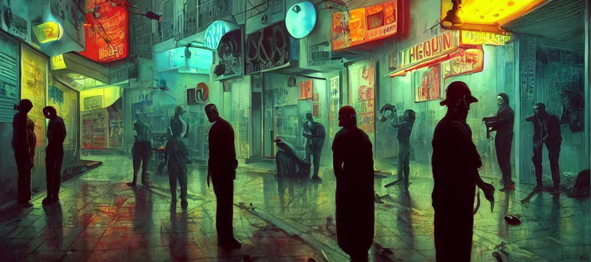 Image similar to weird and disturbing portrait of violent crime in the streets of tel aviv, vivid colors, neon, art by gregory crewdson and artgerm and wlop and william - adolphe bouguereau