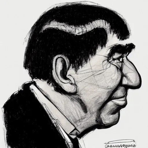 Image similar to a realistic yet scraggly portrait sketch of the side profile of a stern and sophisticated moe howard, trending on artstation, intricate details, in the style of frank auerbach, in the style of sergio aragones, in the style of martin ansin, in the style of david aja, in the style of mattias adolfsson