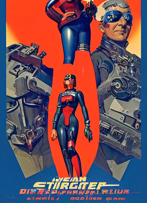 Image similar to american propaganda poster. cyberpunk pilot. portrait by jean giraud and anton otto fischer and john philip falter and will eisner and gil elvgren and pixar. realistic proportions. character art. science fiction d & d. overwatch, rb 6 s, cyberpunk 2 0 7 7, blade runner 2 0 4 9.