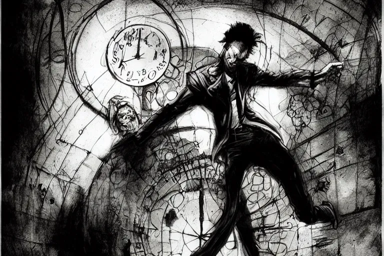 Prompt: stuck in a time loop by ben templesmith