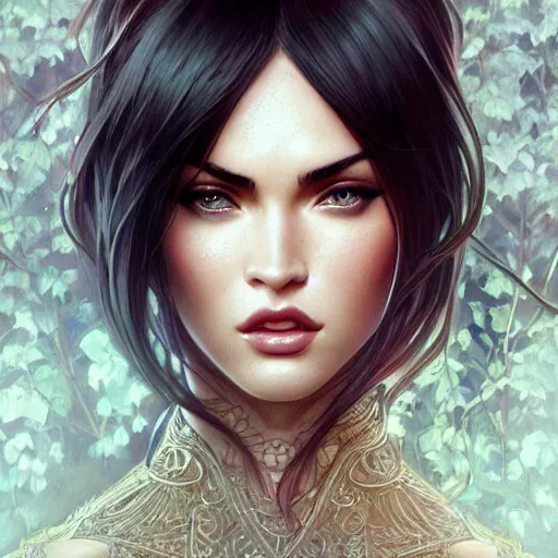 Image similar to ultra realistic illustration, megan fox as chinese anime, intricate, elegant, highly detailed, digital painting, artstation, concept art, smooth, sharp focus, illustration, art by artgerm and greg rutkowski and alphonse mucha and wlop