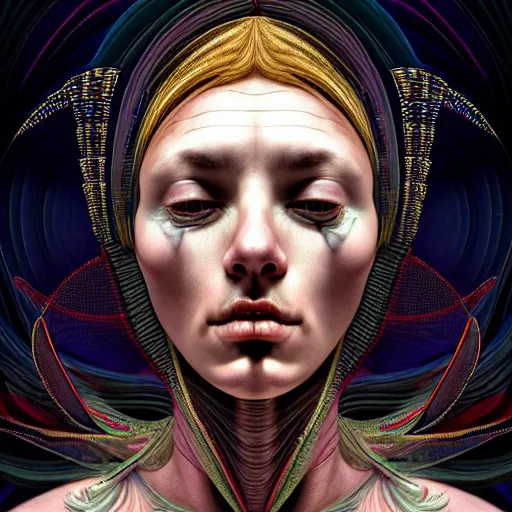 Image similar to Colour Caravaggio style Photography of Beautiful woman with highly detailed 1000 years old face wearing highly detailed sci-fi halo over her head designed by Josan Gonzalez. Many details . In style of Josan Gonzalez and Mike Winkelmann andgreg rutkowski and alphonse muchaand and Caspar David Friedrich and Stephen Hickman and James Gurney and Hiromasa Ogura. volumetric natural light