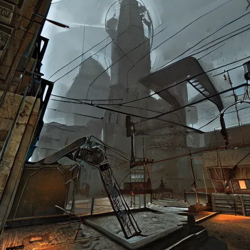 Image similar to Half life 2 level from the 2004 PC game Half life 2, concept art, trending on Artstation, detailed