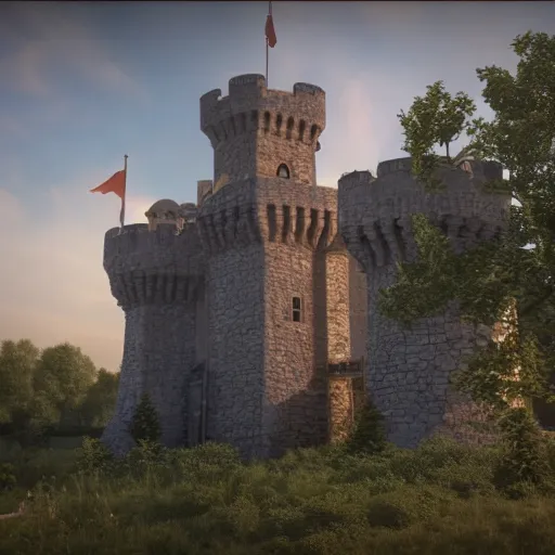 Image similar to 8 k hd detailed octane render of an enchanted medieval castle