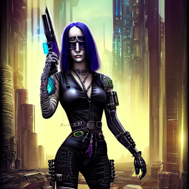 Prompt: cyberpunk beautiful assassin, highly detailed, 4 k, hdr, smooth, sharp focus, high resolution, award - winning photo, illustrated by anne stokes, photorealistic