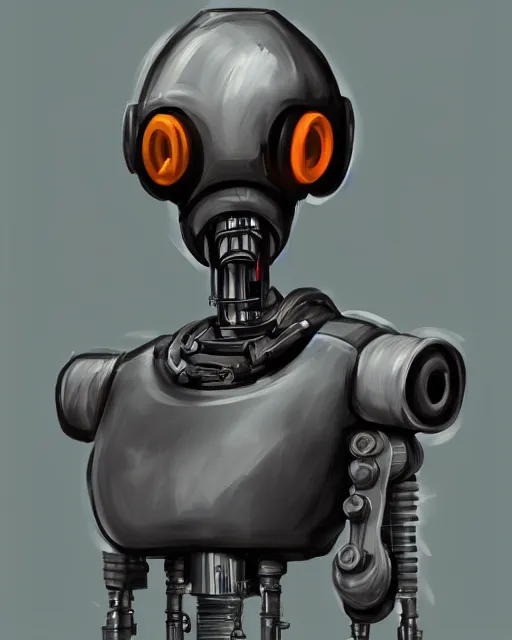 Prompt: digital portrait painting of an evil robot, valve concept art
