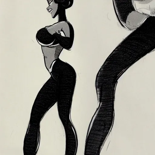 Image similar to milt kahl sketch of thick cuban girl wearing black yoga pants