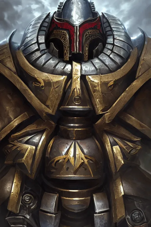 Image similar to armor portrait heros warhammer 4 0 k horus heresy fanart - the primarchs emperor by johannes helgeson animated with vfx concept artist & illustrator global illumination ray tracing hdr fanart arstation zbrush central hardmesh 8 k octane renderer comics stylized