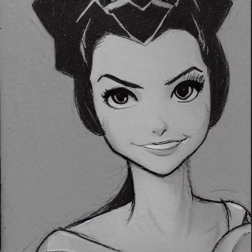 Image similar to milt kahl sketch of victoria justice as princess padme from star wars episode 3